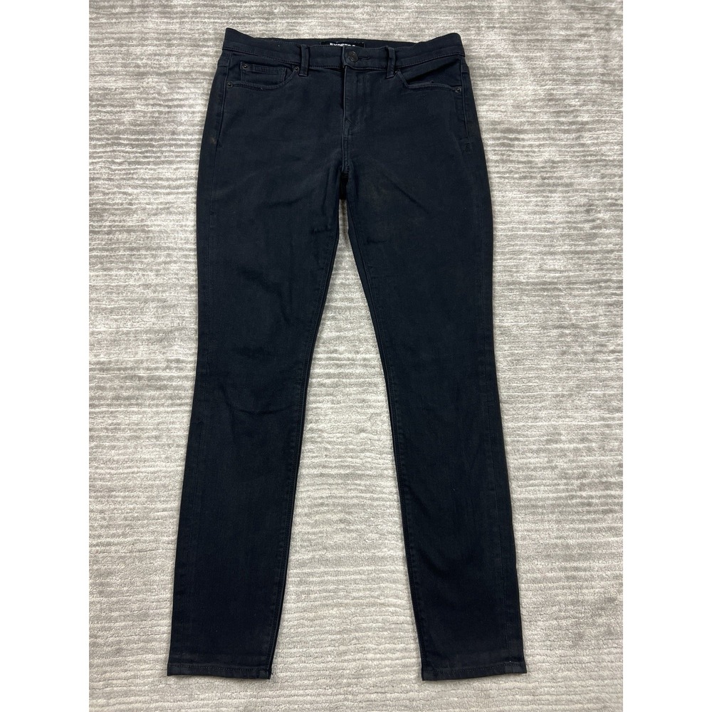Express Jeans Womens 8 Black Legging Mid Rise Stretch Cotton Blend